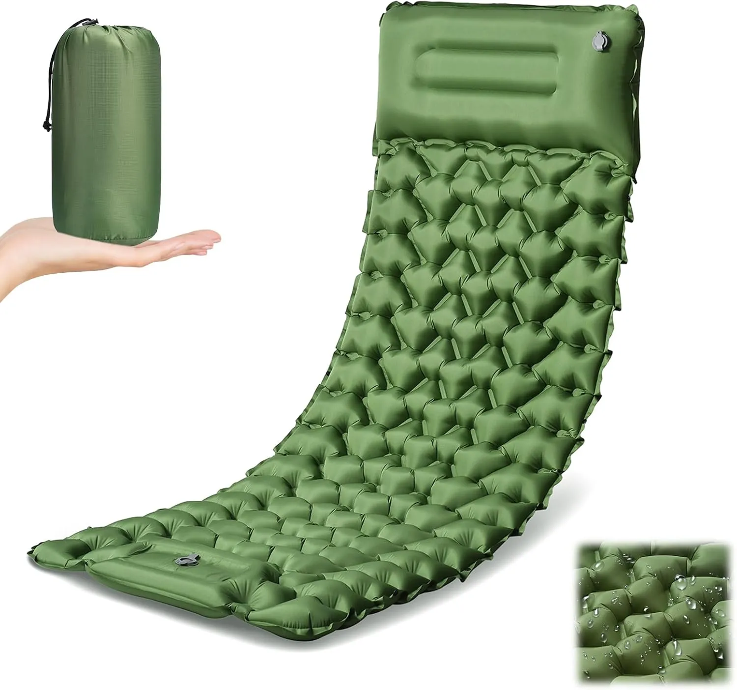 Sleeping Pad for Camping - Ultralight (1.9lbs) Inflatable Camping Mattress with Built-in Pillow & Foot Pump, 4" Thick Compact Air Pad for Backpacking, Hiking, Traveling, One-Second Deflation