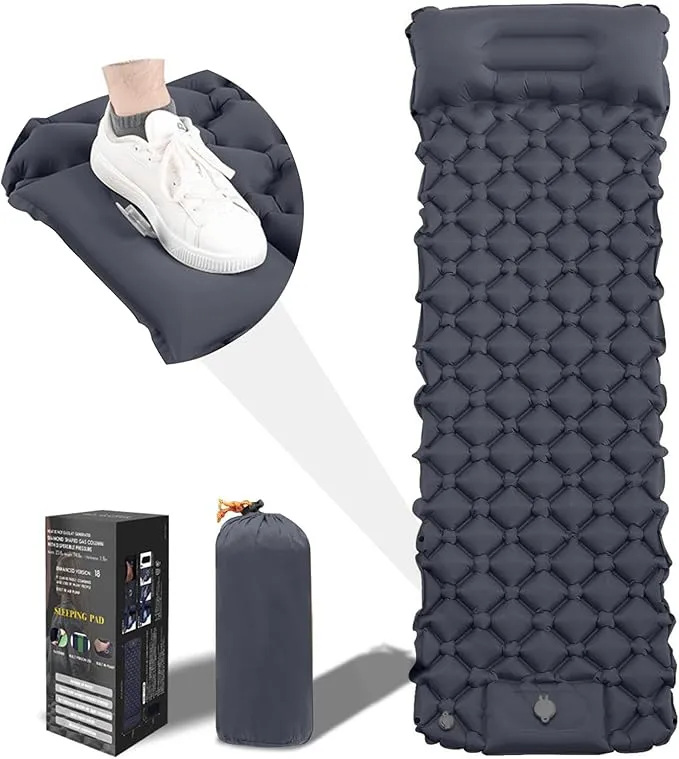 Sleeping Pad for Camping-Ultralight Inflatable Sleeping Pad,Built-in Pumb,Sleeping Mat with Pillow,Camping Mattress for Backpacking,Hiking,Airpad,Carry Bag,Compact&Lightweight Air Mattress