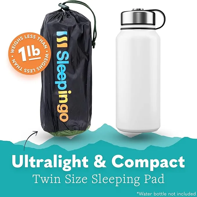 Sleeping Pad for Camping - Ultralight Sleeping Mat for Camping, Backpacking, Hiking - Lightweight, Inflatable Air Mattress - Compact Camping Mats for Sleeping- Green, 1pk