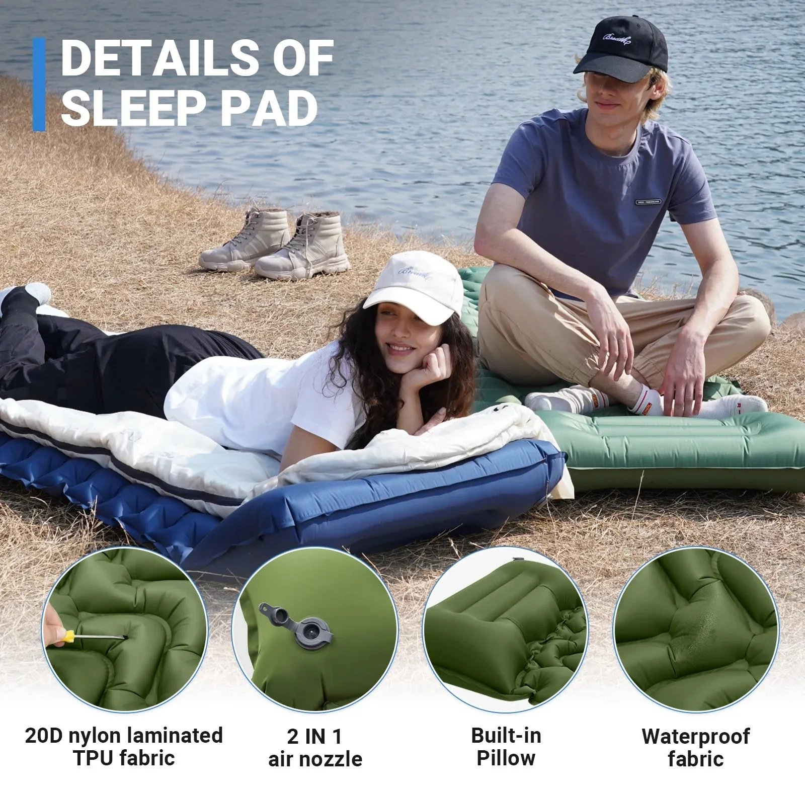 Sleeping Thanksgiving sale Inflating for with Camping Camping Pump Self Connectable, with Built in & Sleeping Inflatable Olive Hiking, Pad and Foot Pillow Comfortable Pad Compact Mattress Tailored selection Durable for