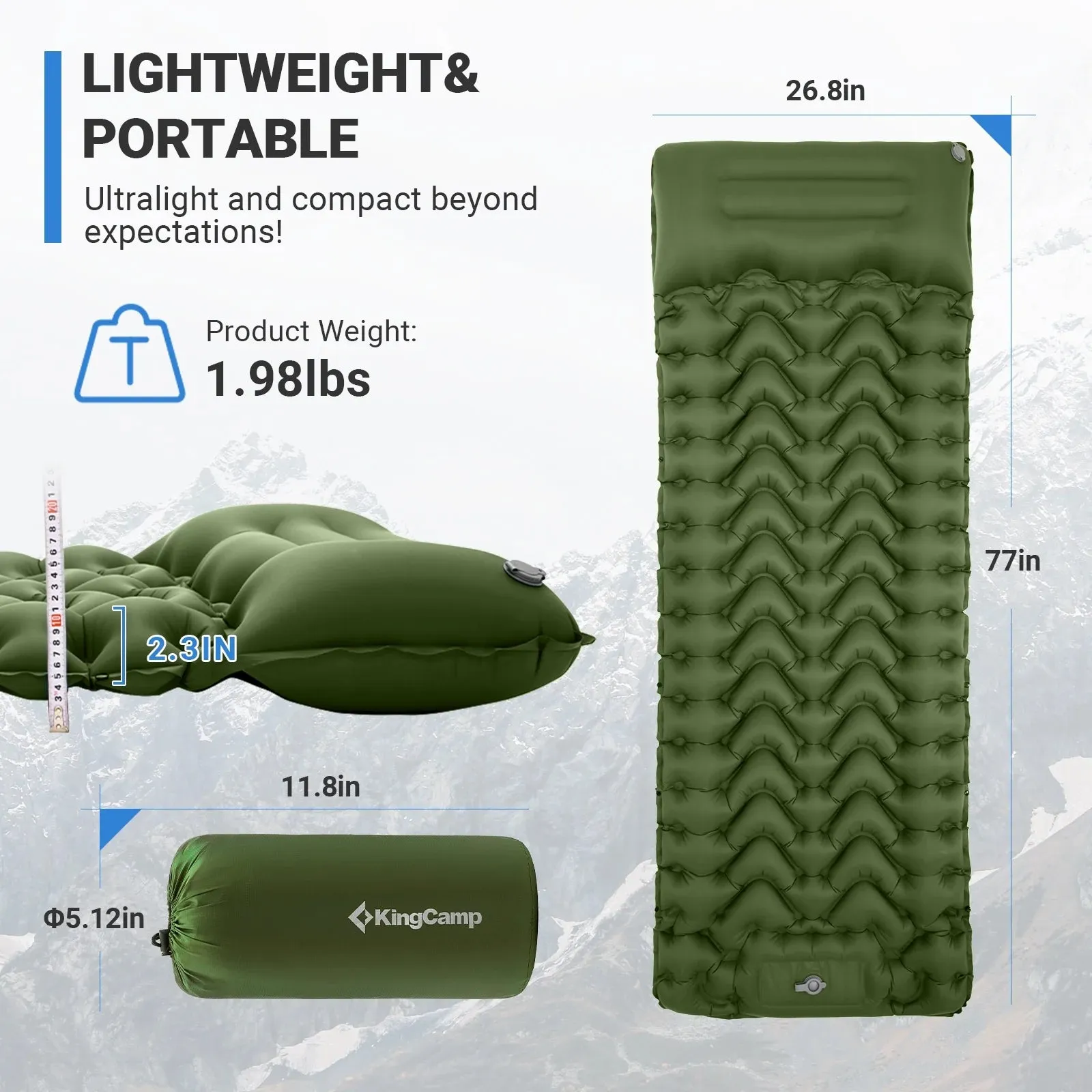 Sleeping Thanksgiving sale Inflating for with Camping Camping Pump Self Connectable, with Built in & Sleeping Inflatable Olive Hiking, Pad and Foot Pillow Comfortable Pad Compact Mattress Tailored selection Durable for