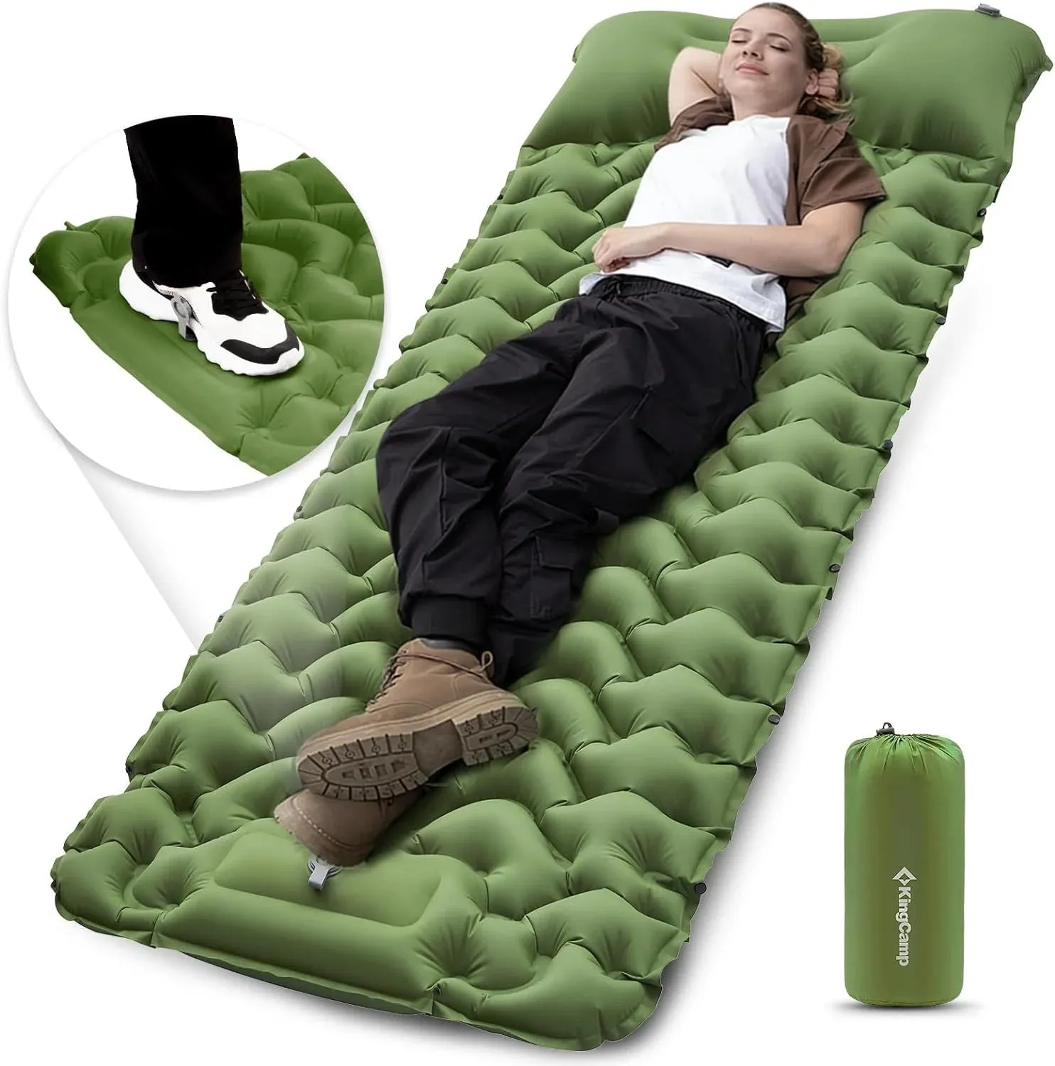 Sleeping Thanksgiving sale Inflating for with Camping Camping Pump Self Connectable, with Built in & Sleeping Inflatable Olive Hiking, Pad and Foot Pillow Comfortable Pad Compact Mattress Tailored selection Durable for