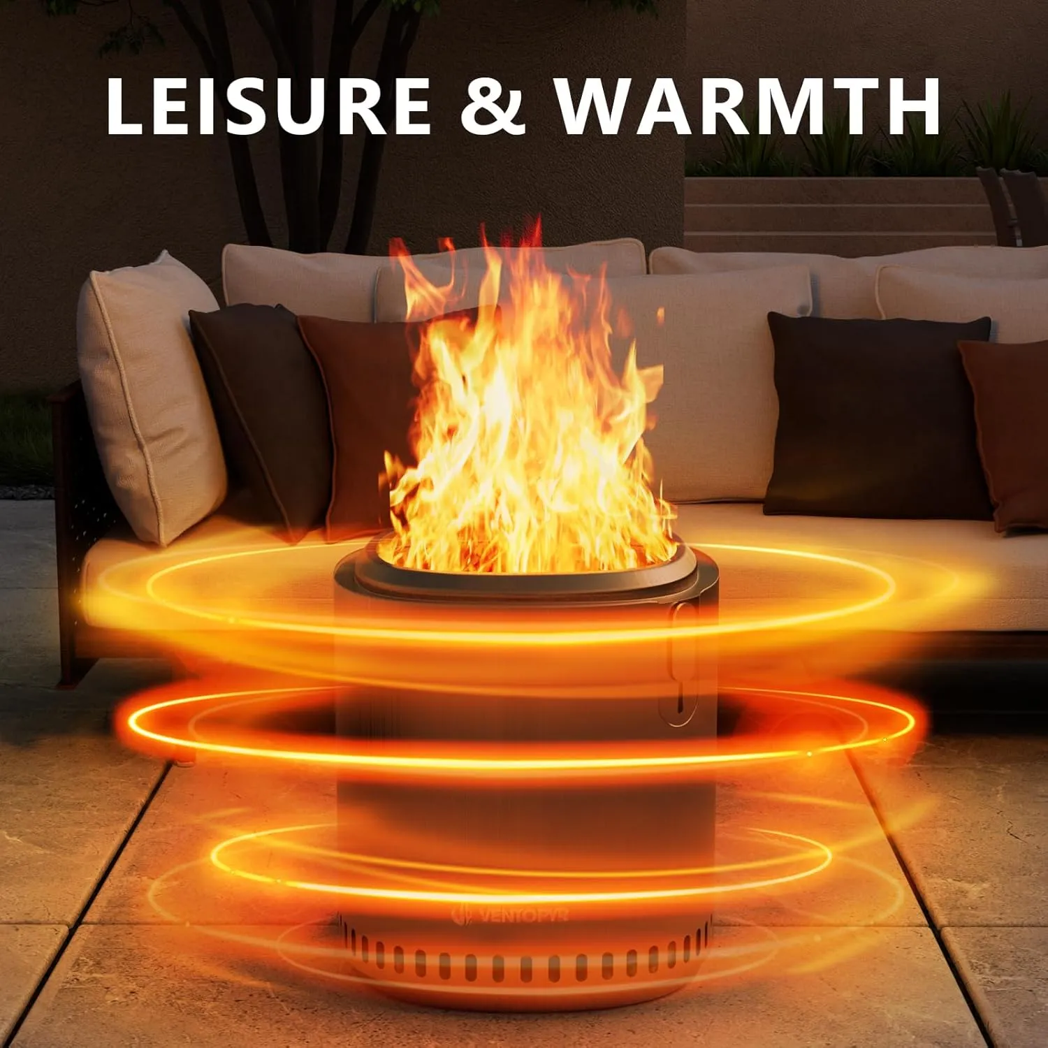 Smokeless Fire Pit, Stainless Steel Stove with Adjustable Firepower, Removable Ash Pan, Portable Camping Fire Table Wood Burning with Carry Bag for Travel, Backyard, Soft Square, 17 x 19inch