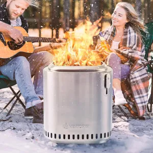 Smokeless Fire Pit, Stainless Steel Stove with Adjustable Firepower, Removable Ash Pan, Portable Camping Fire Table Wood Burning with Carry Bag for Travel, Backyard, Soft Square, 17 x 19inch