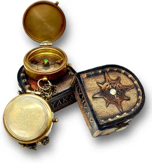So You Can Always Find Your Way Back Home Engraved Compass with Leather Case, Confirmation Gifts, Baptism Gifts, Birthday Gift, Commando Antique