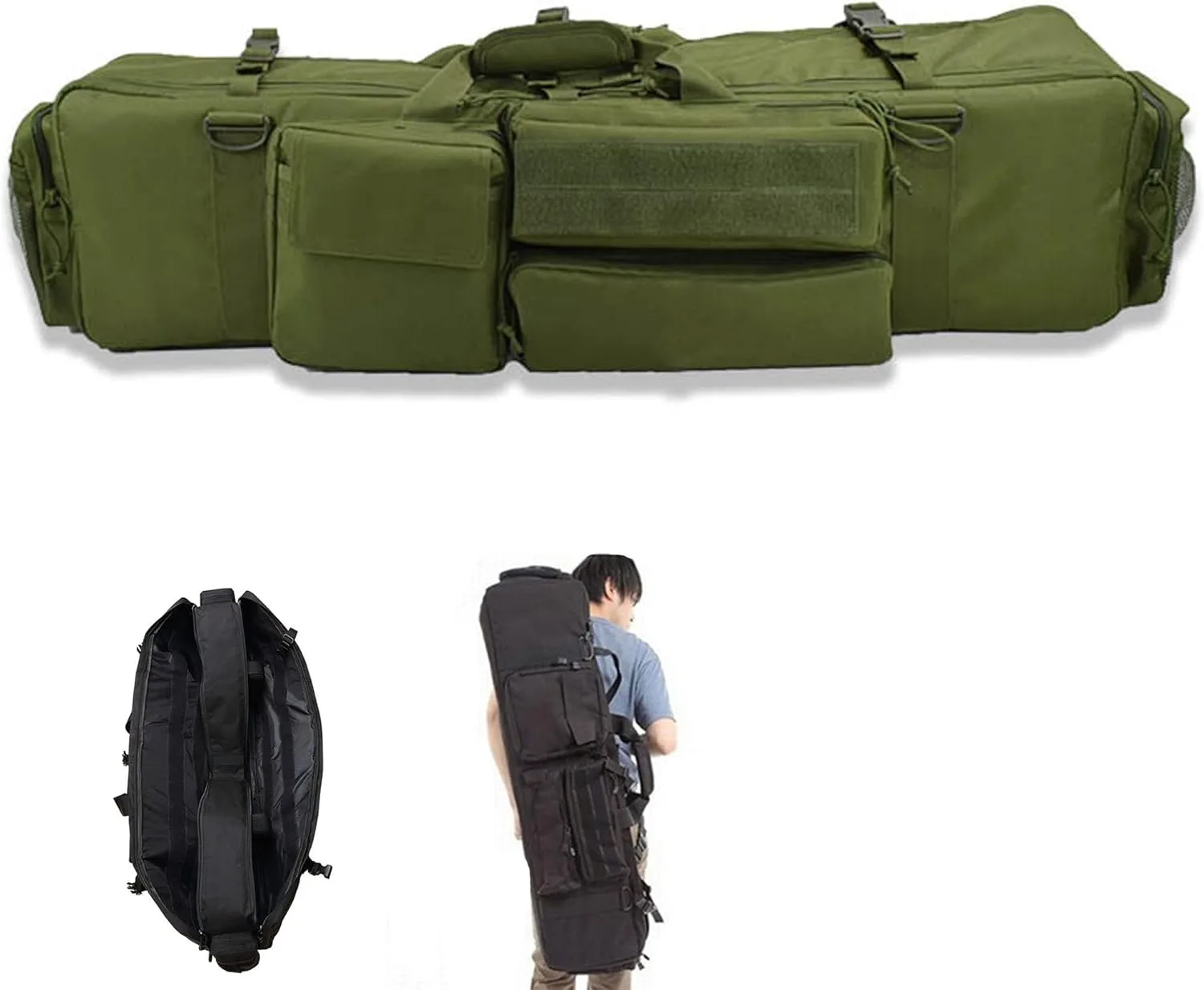 Soft Rifle Bag Double Tactical Rifle Case Waterproof Shotgun Case Rifle Backpack Long Pistol Gun Storage Bag for Hunting Fishing