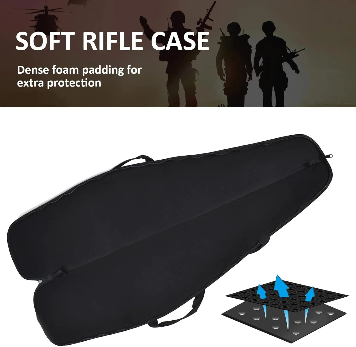Soft-Rifle-Case Gun-Bag Shotgun case 44/48/52Inches with Zippered Accessory Pockets Adjustable Shoulder for Rifle Carrying Case Storage and Transport