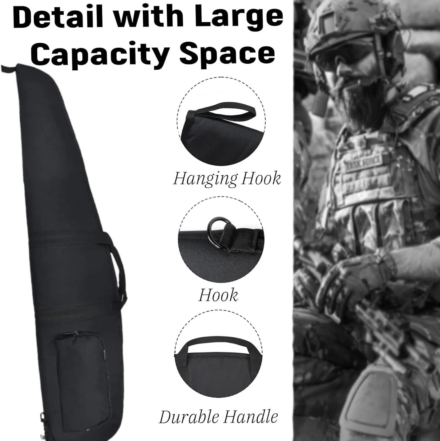 Soft-Rifle-Case Gun-Bag Shotgun case 44/48/52Inches with Zippered Accessory Pockets Adjustable Shoulder for Rifle Carrying Case Storage and Transport