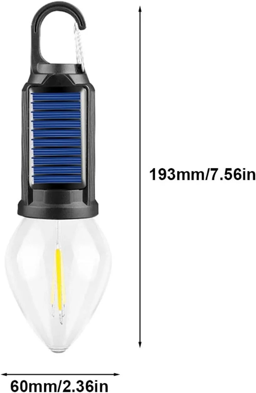 Solar Rechargeable Hooked Camping Light, Solar Lightbulbs for Outside with 3 Modes, Portable Camp Bulbs Waterproof LED Tent Lights for Hiking, Fishing, USB & Solar Powered(4PC,A)