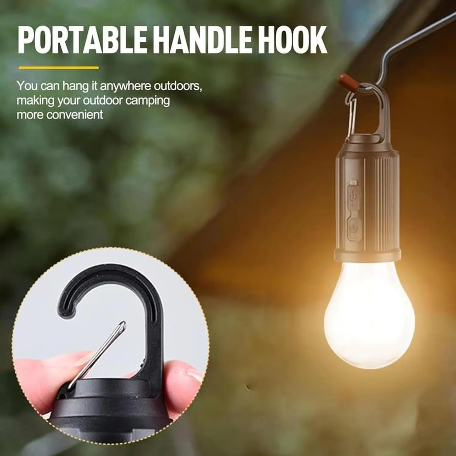 Solar Rechargeable Hooked Camping Light, Solar Tent Lights USB Rechargeable LED Camping Lantern, Outdoor Hanging Light Bulbs, Portable Outdoor Waterproof Emergency Light Bulb (Flat,4 PCS)