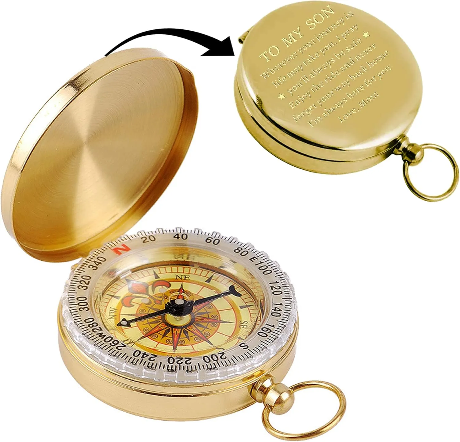 Son Gift from Mom, to My Son Engraved Compass, Confirmation Gifts for Son, Birthday Gift from Mother, Son Graduation, Communion, Ideas