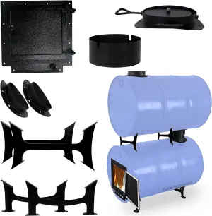 Sonret- Barrel stoves Kit with Double Barrel Wood Stove Kit – Perfect for 55 Gallon Drum - Fire Wood Camp Stove kit for Heating & Cooking