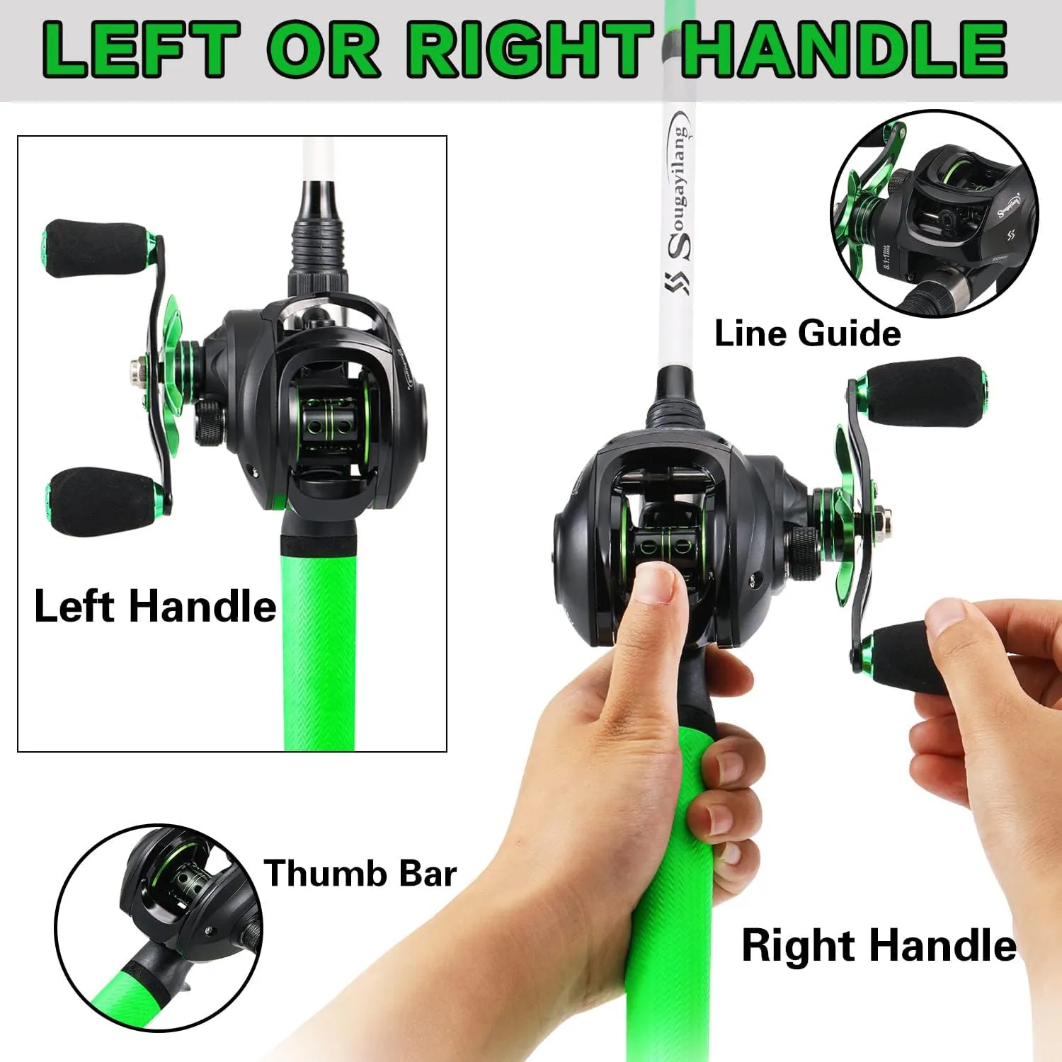 Sougayilang Fishing Rod and Reel Combo, Medium Fishing Pole with Casting Reel, Baitcaster Combo, SuperPolymer Handle