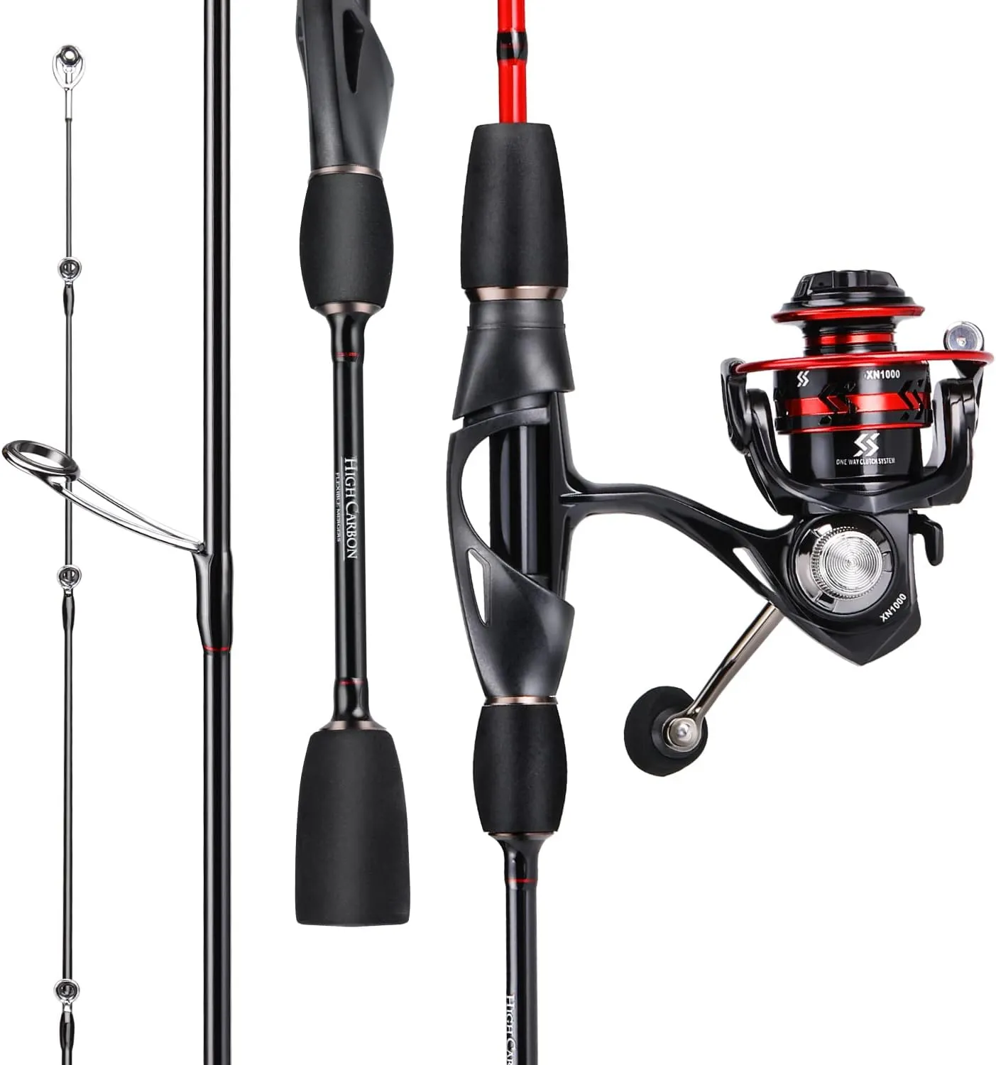 Sougayilang Fishing Rod, Ultralight Sensitive 2 Pieces Trout Spinning Rod, Stainless Steel Line Guides Fishing Pole with Comfortable EVA Grip Rod Handle