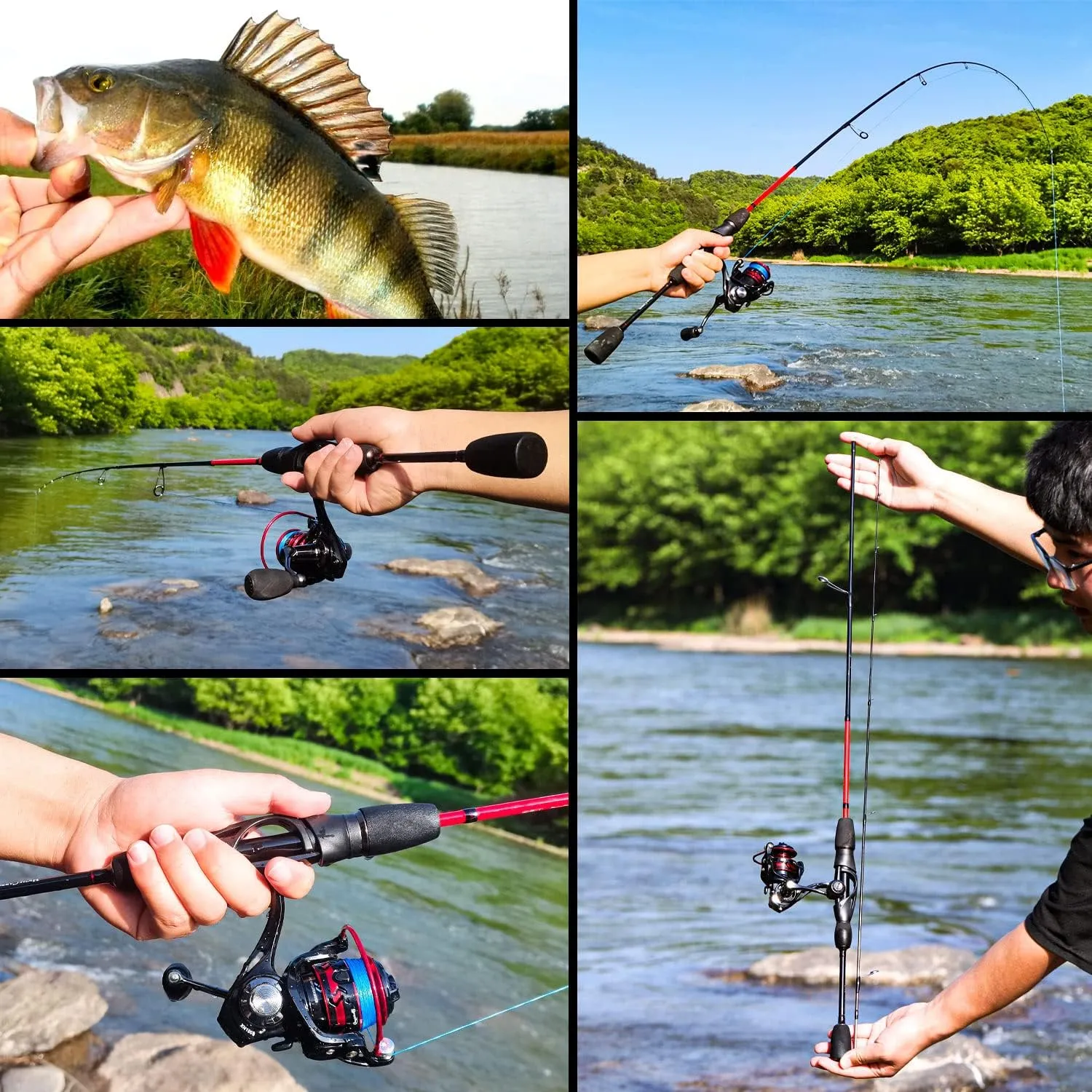 Sougayilang Fishing Rod, Ultralight Sensitive 2 Pieces Trout Spinning Rod, Stainless Steel Line Guides Fishing Pole with Comfortable EVA Grip Rod Handle