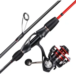 Sougayilang Fishing Rod, Ultralight Sensitive 2 Pieces Trout Spinning Rod, Stainless Steel Line Guides Fishing Pole with Comfortable EVA Grip Rod Handle