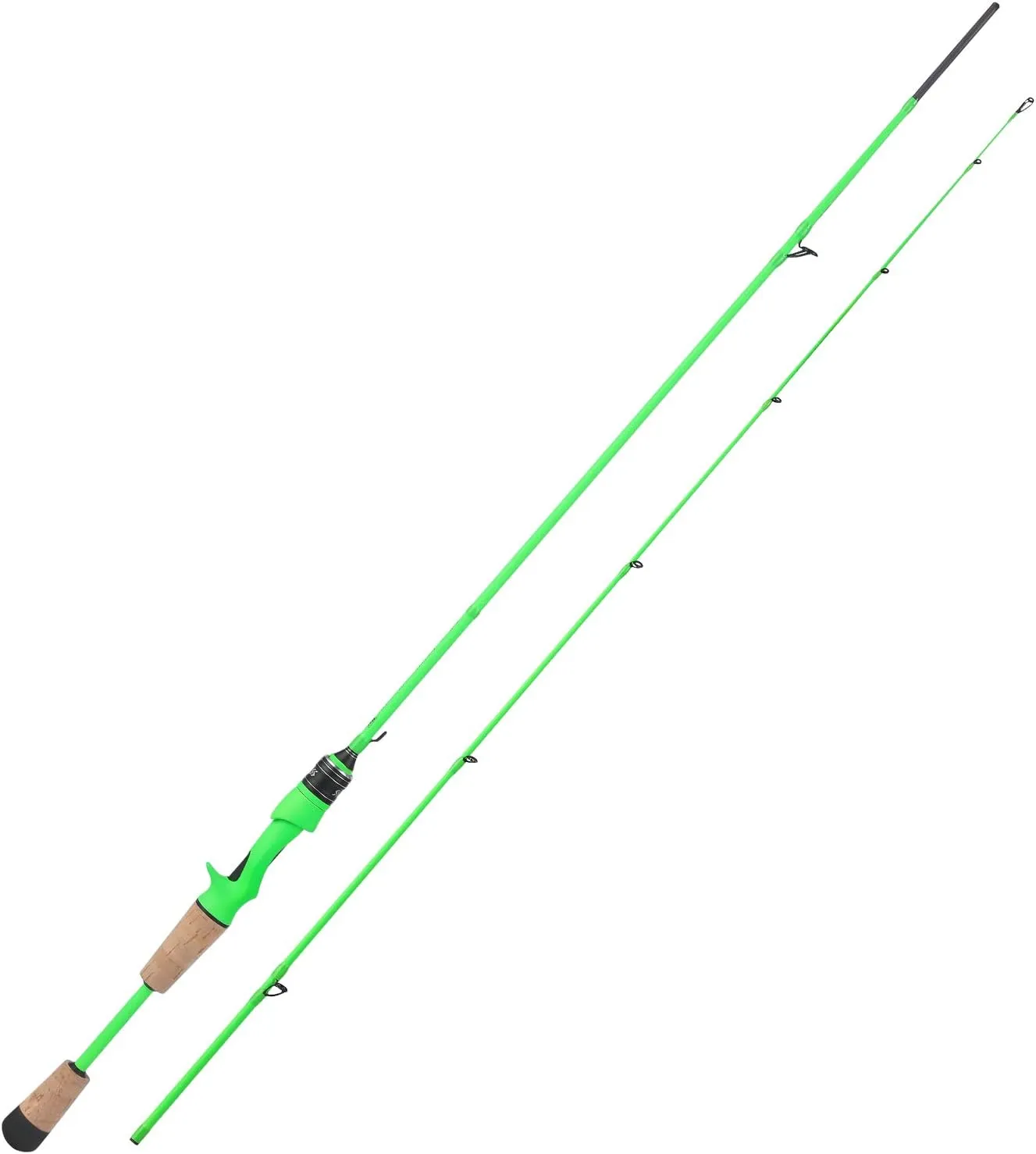 Sougayilang Fishing Rods, 2-Section Carbon Fiber Spinning&Casting Rod with Comfortable Cork Handle Suit for Freshwater Saltwater Night Fishing Pole