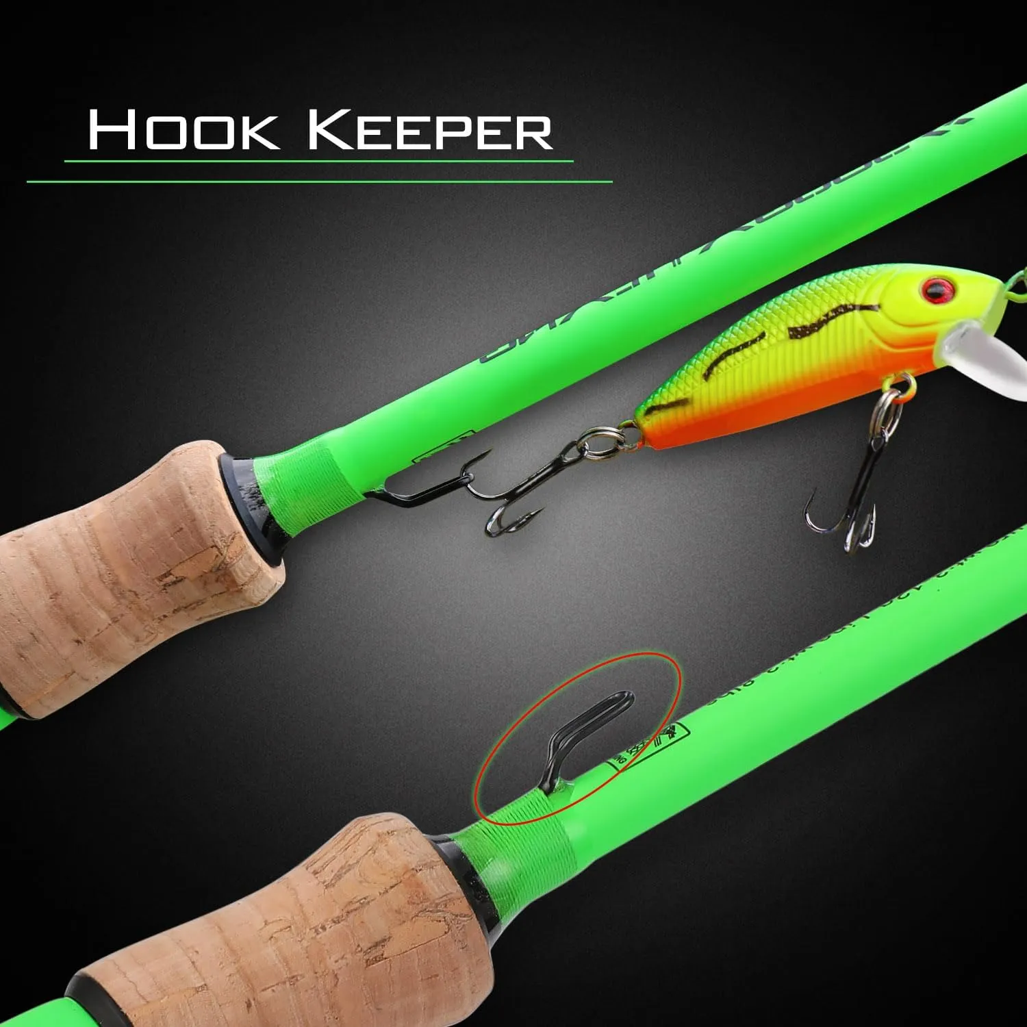 Sougayilang Fishing Rods, 2-Section Carbon Fiber Spinning&Casting Rod with Comfortable Cork Handle Suit for Freshwater Saltwater Night Fishing Pole
