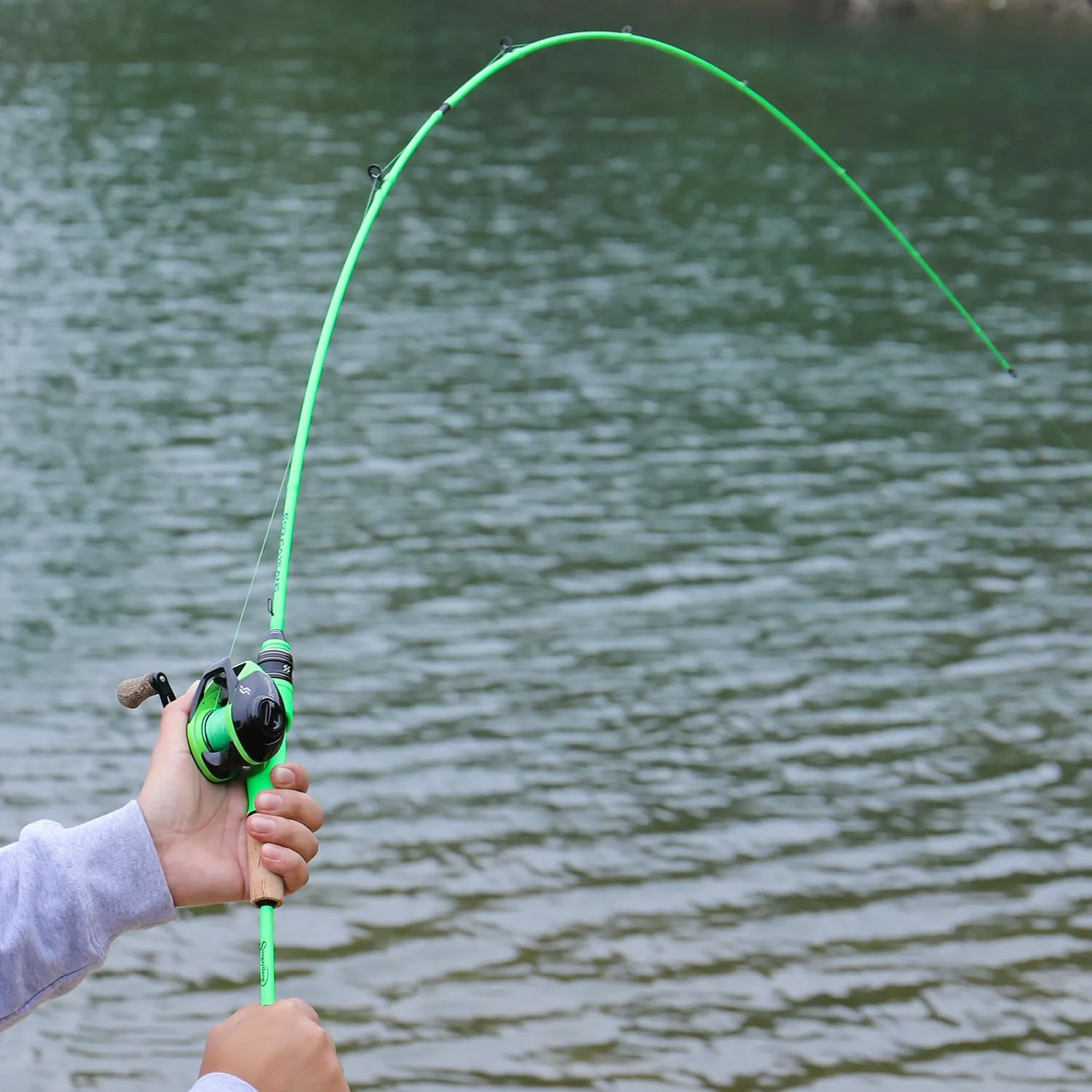 Sougayilang Fishing Rods, 2-Section Carbon Fiber Spinning&Casting Rod with Comfortable Cork Handle Suit for Freshwater Saltwater Night Fishing Pole