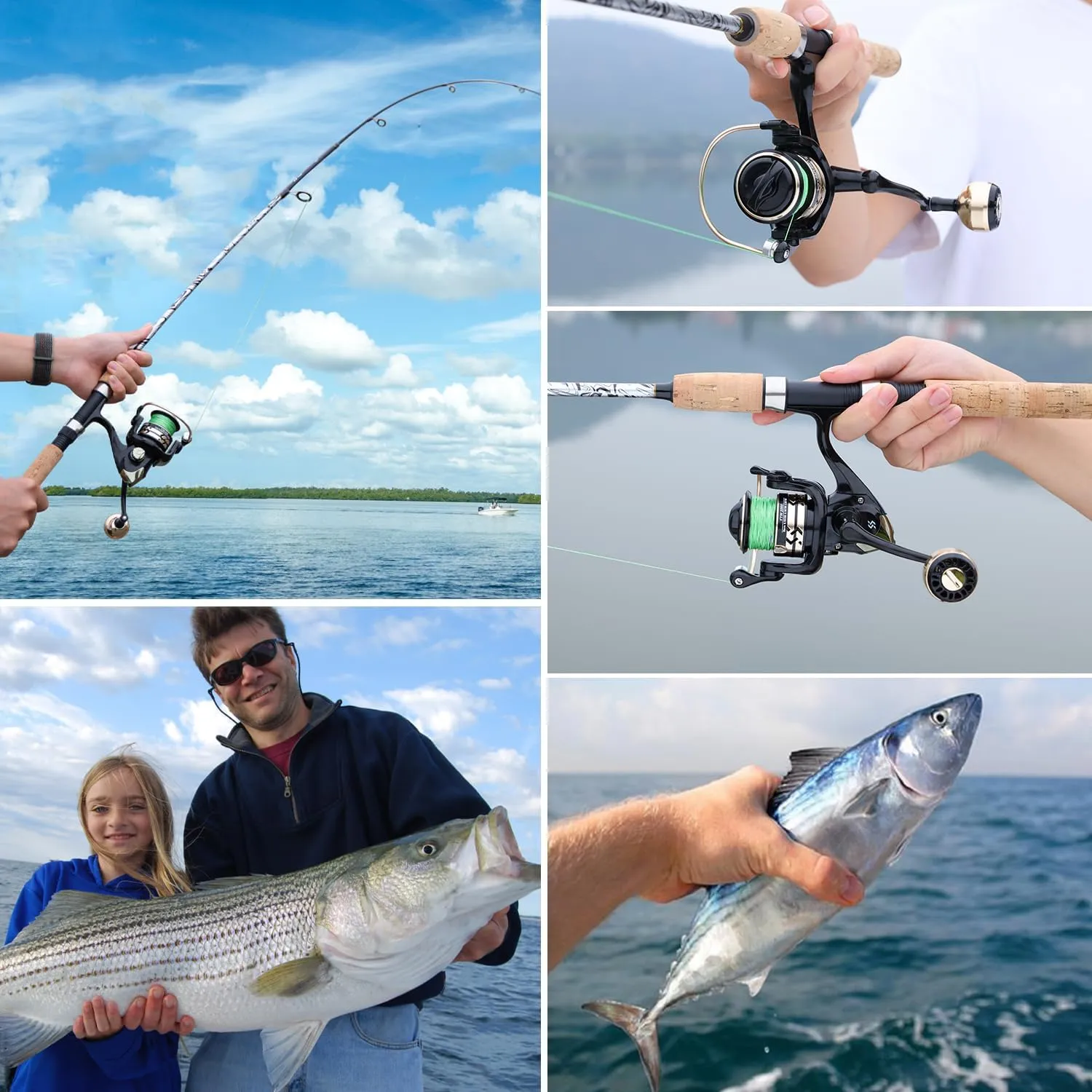 Sougayilang Spinning & Casting Rods, Strong Carbon&Glass Composite Fishing Rod with Stainless Steel Line Guides for Bass, Trout, Panfish, Catfish