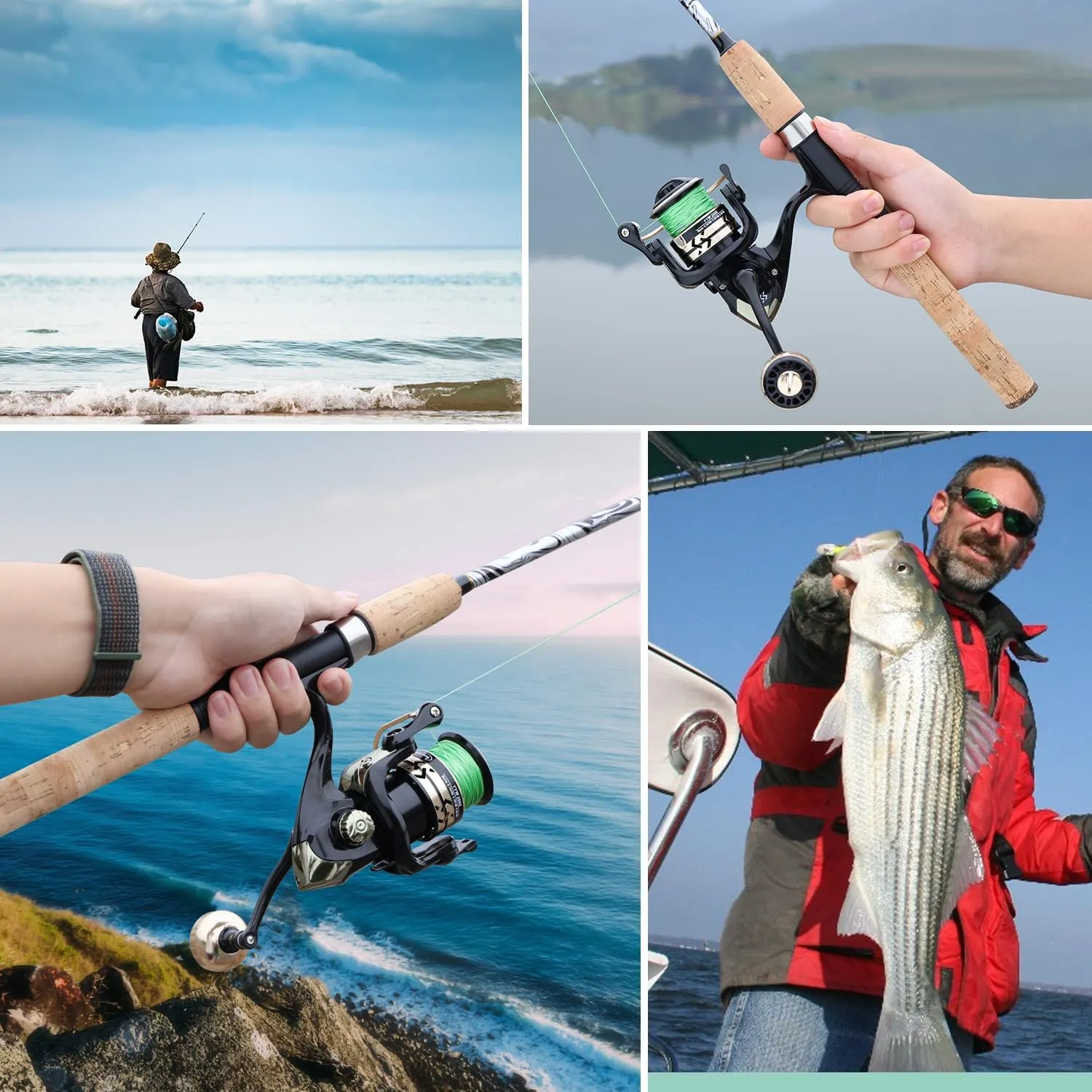 Sougayilang Spinning & Casting Rods, Strong Carbon&Glass Composite Fishing Rod with Stainless Steel Line Guides for Bass, Trout, Panfish, Catfish