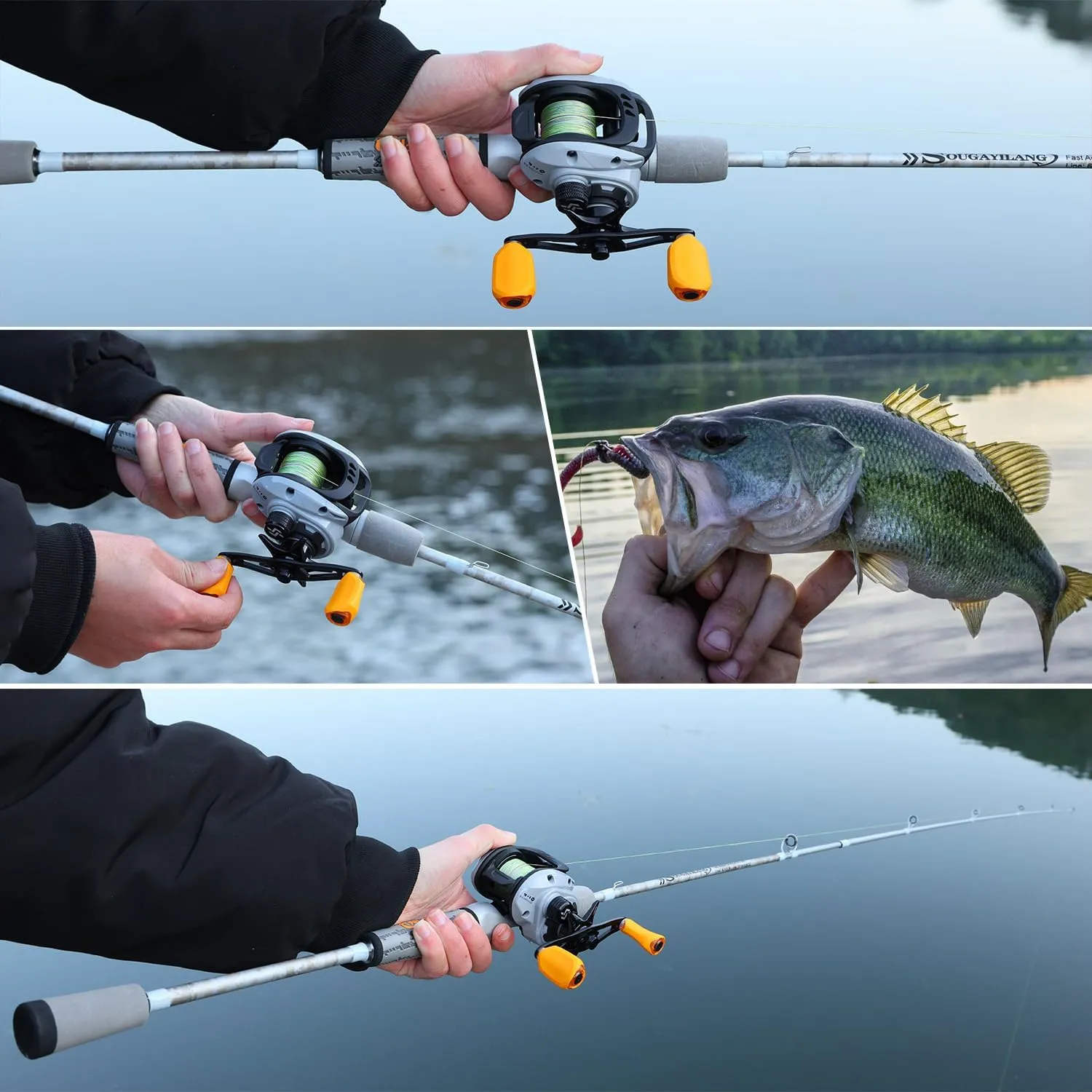 Sougayilang Spinning& Casting Fishing Rod Combos with Graphite 2Pc Blanks Fishing Reel for Bass Fishing