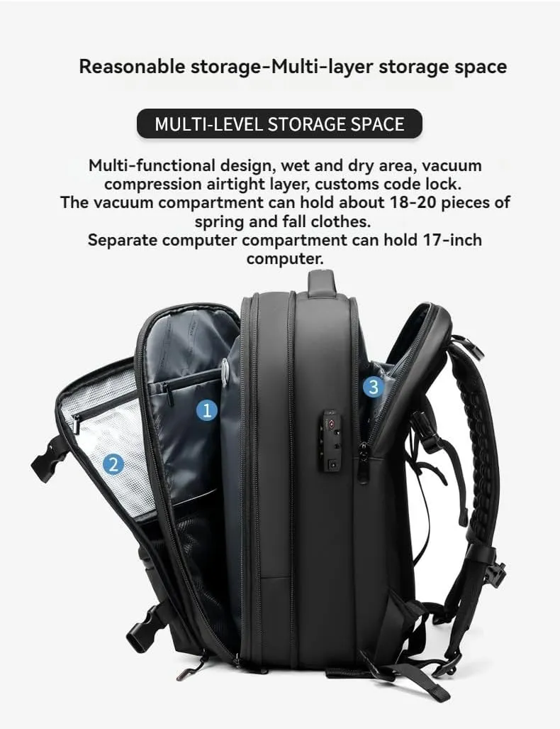 Spacevac Pro Backpack, Space Vac Pro Vacuum Compression Travel Backpack, Multifunctional Expandable Large Capacity Travel Backpack with Pump (Blue Vacuum Pump)