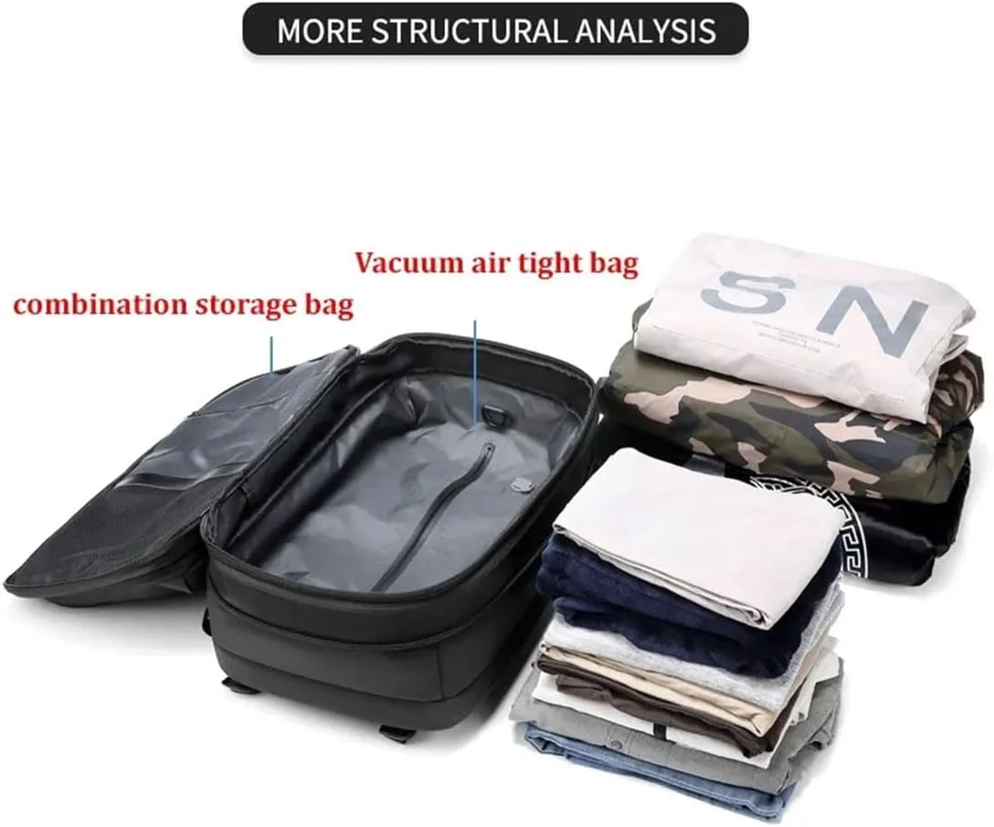 Spacevac Pro Backpack, Space Vac Pro Vacuum Compression Travel Backpack, Multifunctional Expandable Large Capacity Travel Backpack with Pump (Blue Vacuum Pump)