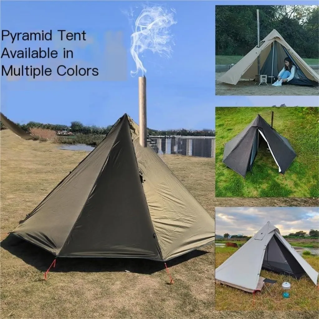 Spacious and Lightweight Outdoor Waterproof Camping Double-Layer Tent Set Single Wood Stove Chimney Tent Camping Tent Outdoor Tent