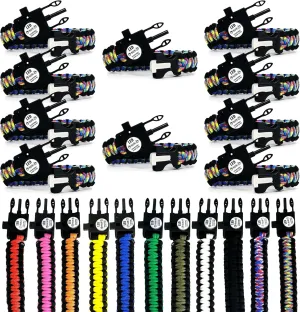 Spark and Shine Paracord Bracelet - Rainbow CAMO - Bright LED SOS Light and Ferro Rod with Scraping Tool - Emergency Survival Whistle - 550 Paracord - Perfect Tool for The Outdoors (10)