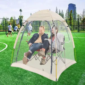 Sport Tent with Removeable Top Cover, Portable All Weather Sheleter with Sealed Floor, Rainproof Windproof Clear Bubble Tent for Wathching Sports Event, Camping, Hiking, Fishing（1-2 Person）