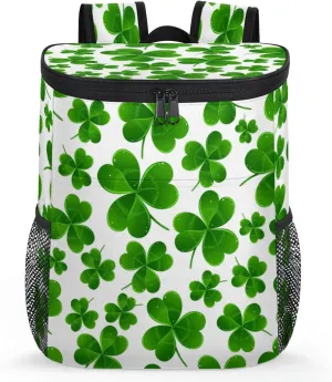 St. Patrick's Day Clover Cooler Backpack Insulated Soft Cooler Bag Lightweight Waterproofing Cooler Lunch Backpack 25 Cans Cooler Backpack for Hiking Camping Beach