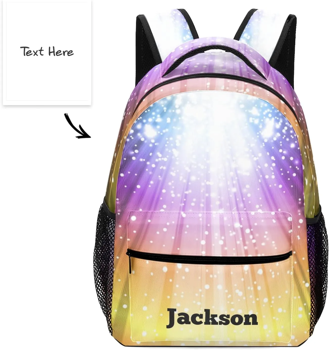 Stage Light Spotlight Galaxy Custom Kids Backpack 16.5 Inch for Boy Girl, Personalized Waterproof Child School Travel Bag with Name