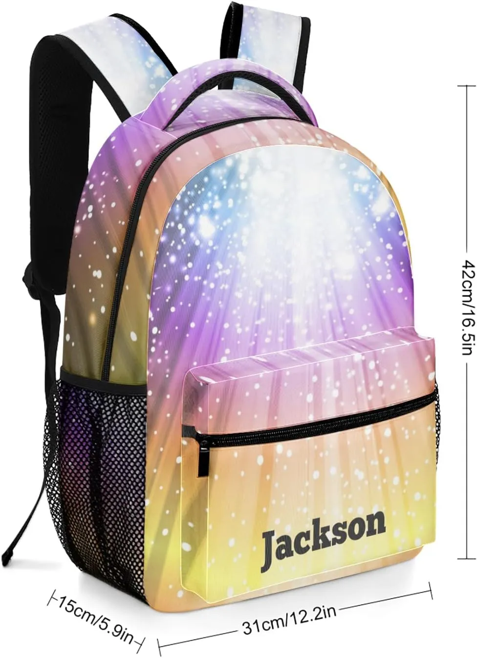 Stage Light Spotlight Galaxy Custom Kids Backpack 16.5 Inch for Boy Girl, Personalized Waterproof Child School Travel Bag with Name