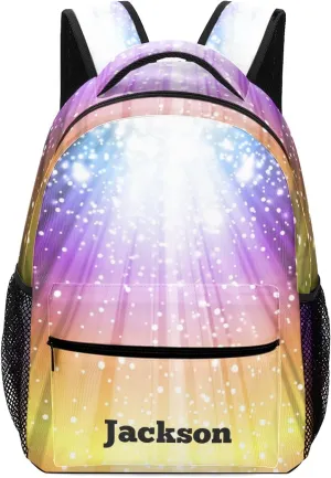 Stage Light Spotlight Galaxy Custom Kids Backpack 16.5 Inch for Boy Girl, Personalized Waterproof Child School Travel Bag with Name