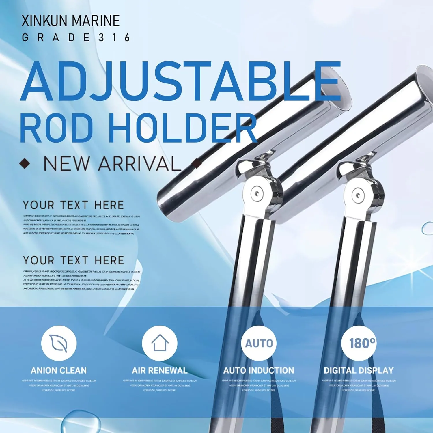 Stainless Steel Fishing Rod Holder Outrigger for Marine Yacht, Boat, Kayak, Camper, Truck, RV