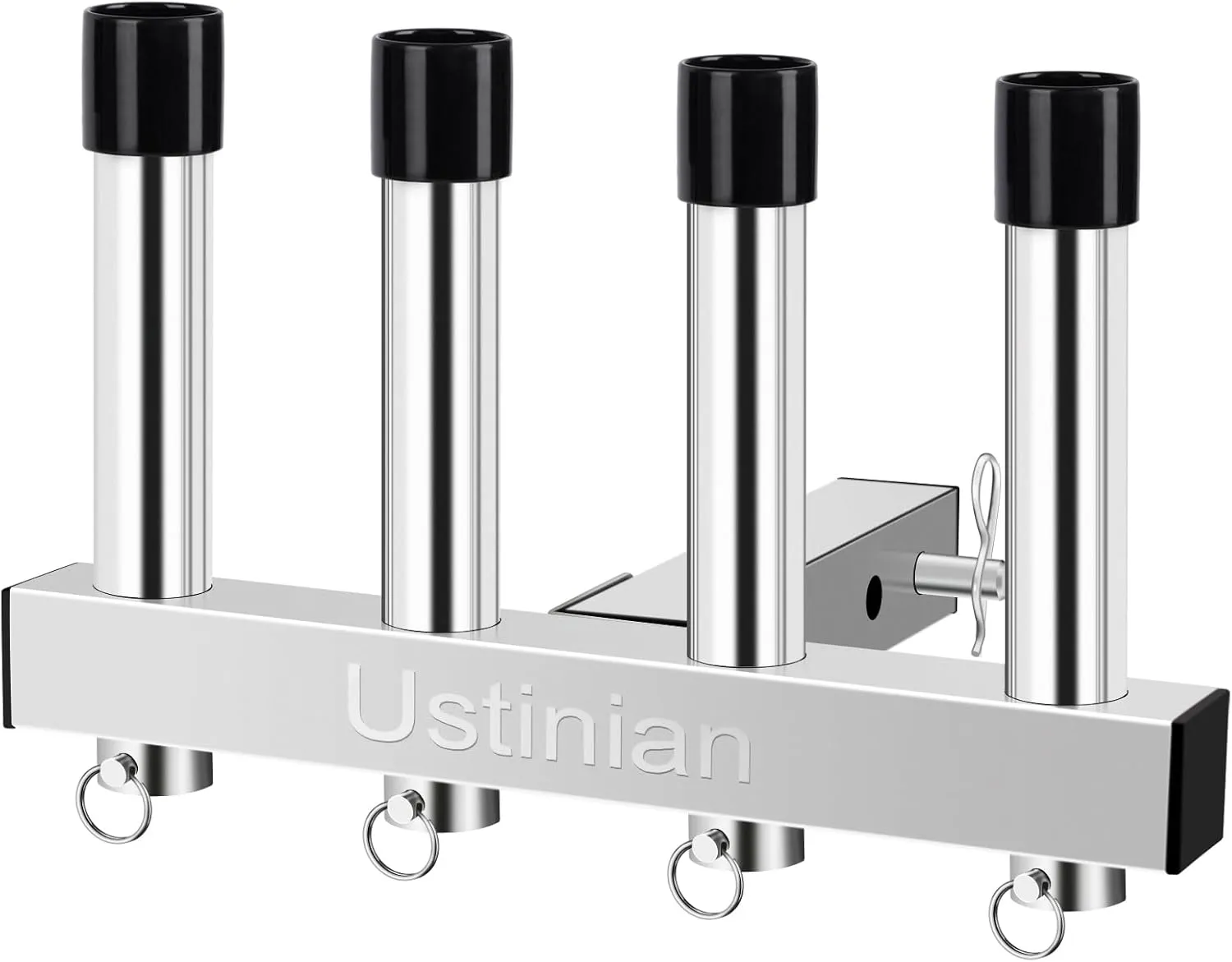 Stainless Steel Fishing Rod Holder Stainless Steel Fishing Pole Holder 4 Link Tubes, 2" Trailer Hitch Receiver & Quick Release Pin, Adjustable Truck Hitch Mount Fishing Rod Holder