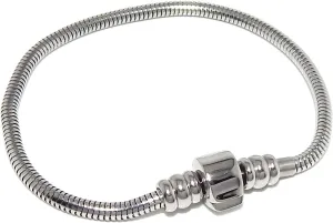 Stainless Steel Starter Charm Bracelet Barrel Snap Clasp Unscrew END Fits Pandora Charms