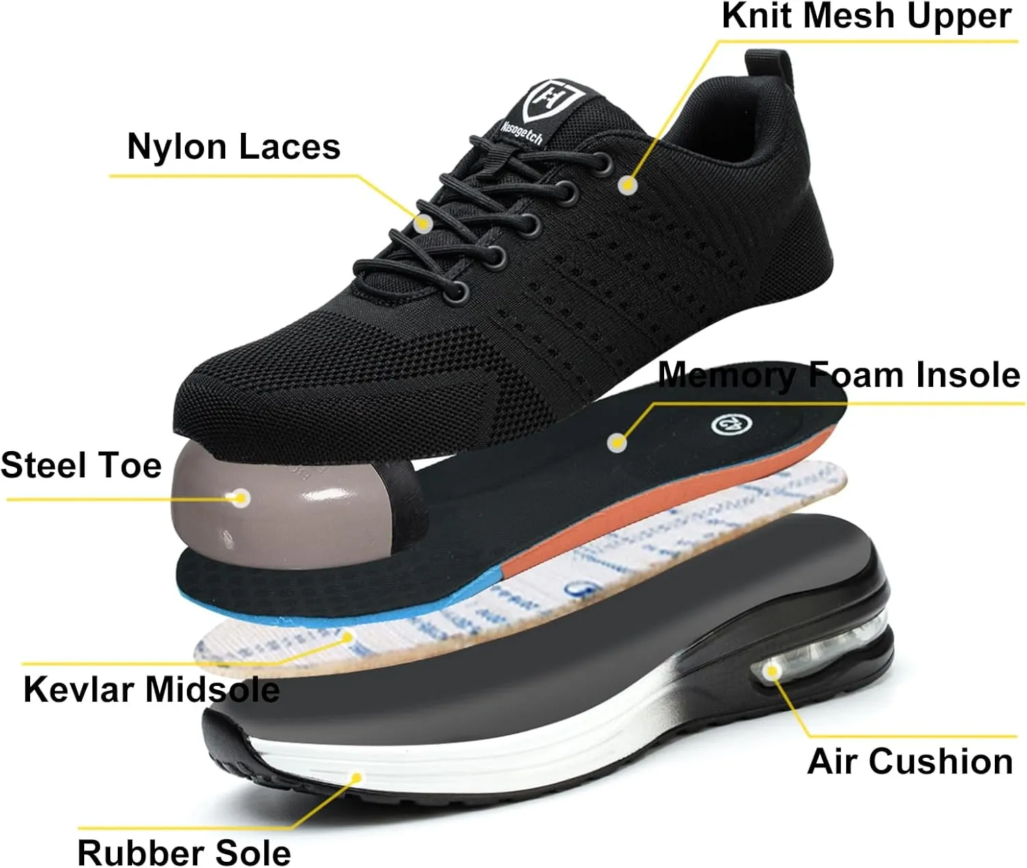 Steel Toe Shoes for Men Women Lightweight Comfortable Work Shoes Indestructible Slip Resistant Safety Shoes for Construction