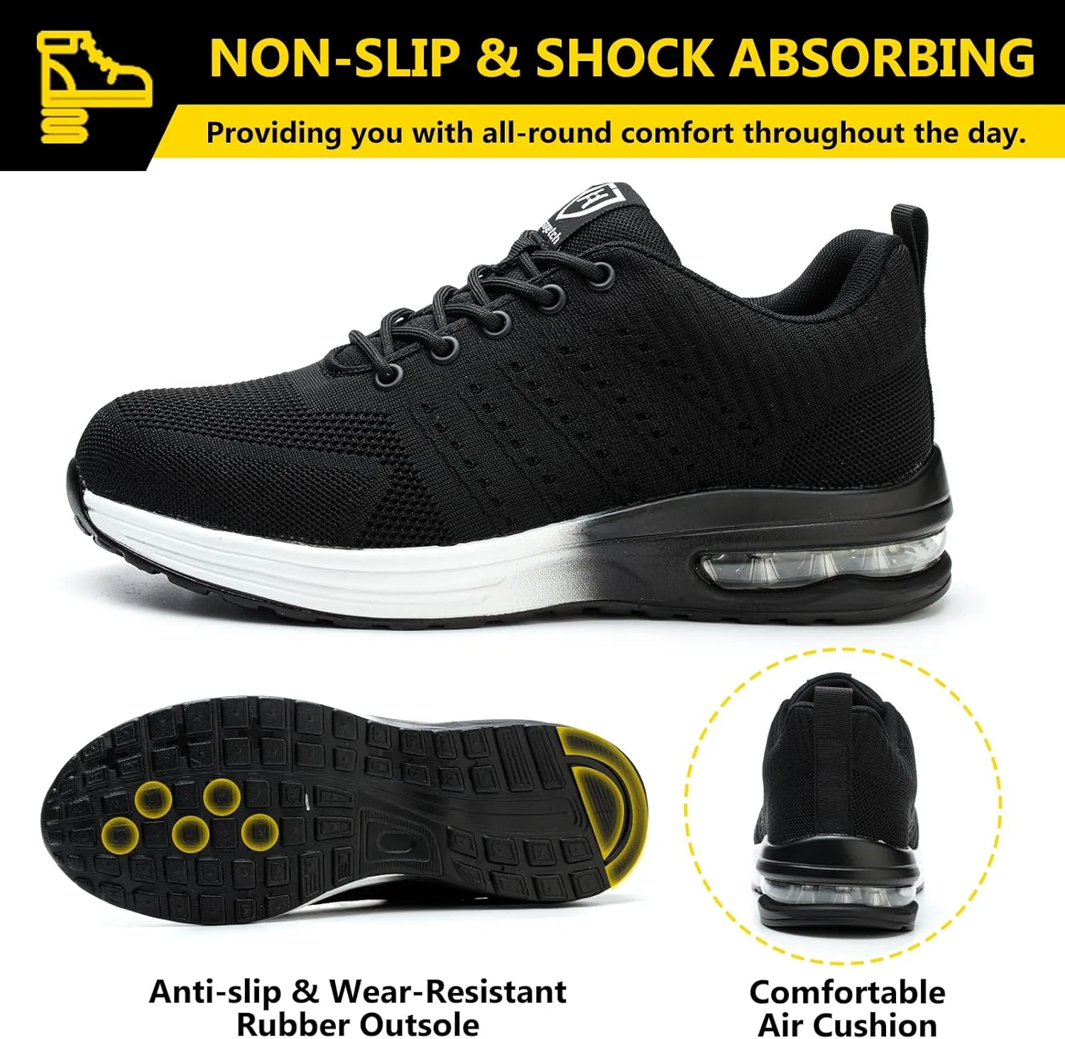 Steel Toe Shoes for Men Women Lightweight Comfortable Work Shoes Indestructible Slip Resistant Safety Shoes for Construction