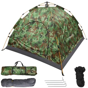 STRAUSS Automatic Portable Tent: Waterproof Outdoor Shelter | Easy Setup in 5-10 Minutes | Military Color | 2 Persons