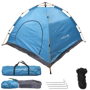 STRAUSS Portable Tent For Camping | 5-10 Minutes Easy Setup | Ideal For Picnic, Hiking, Trekking ,Outdoor Tent for Travel | Waterproof and Windproof Tent for Camping | Superior Air Ventilation | Ideal For 2 Persons,(Blue)