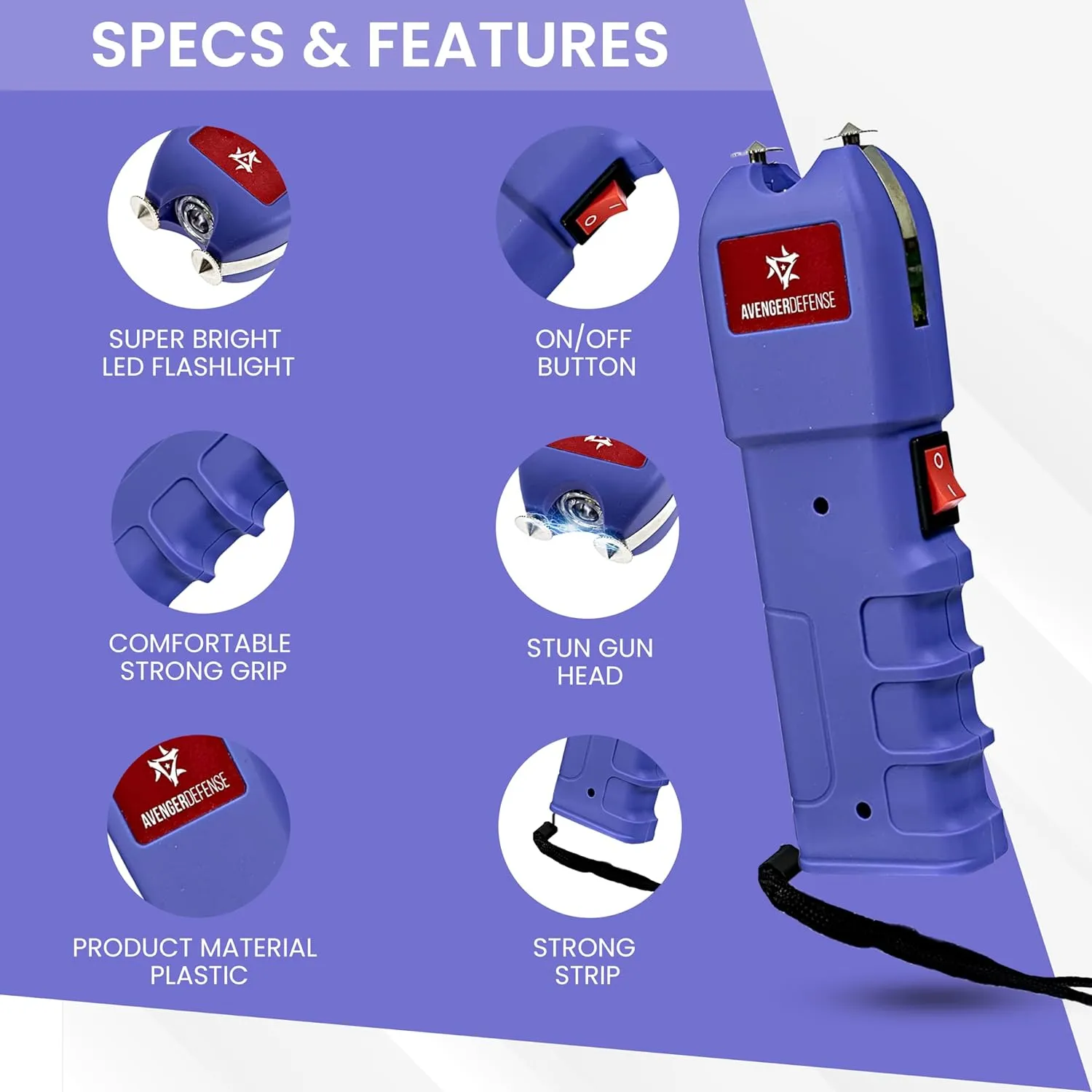 Stun Gun for Self Defense with LED Flashlight Protection Device for Women (ADS-10)