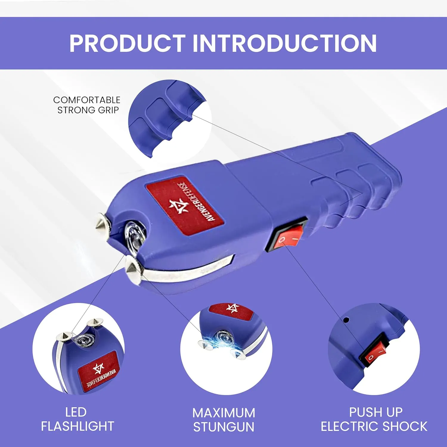 Stun Gun for Self Defense with LED Flashlight Protection Device for Women (ADS-10)