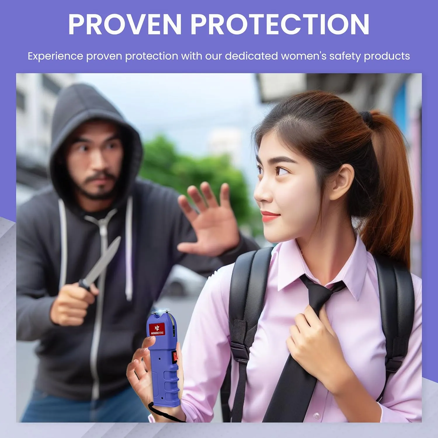 Stun Gun for Self Defense with LED Flashlight Protection Device for Women (ADS-10)