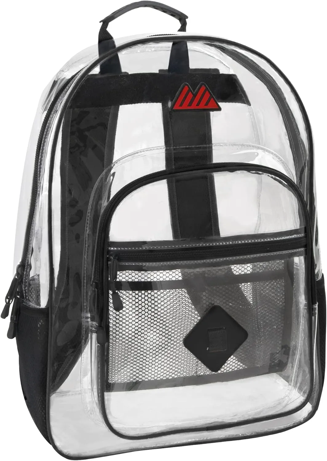 Summit Ridge Clear Waterproof Heavy Duty Stadium Approved Backpack with Water Bottle Holding Pockets, Front Zipper Pocket and Mesh Pocket for Men and Women in Black