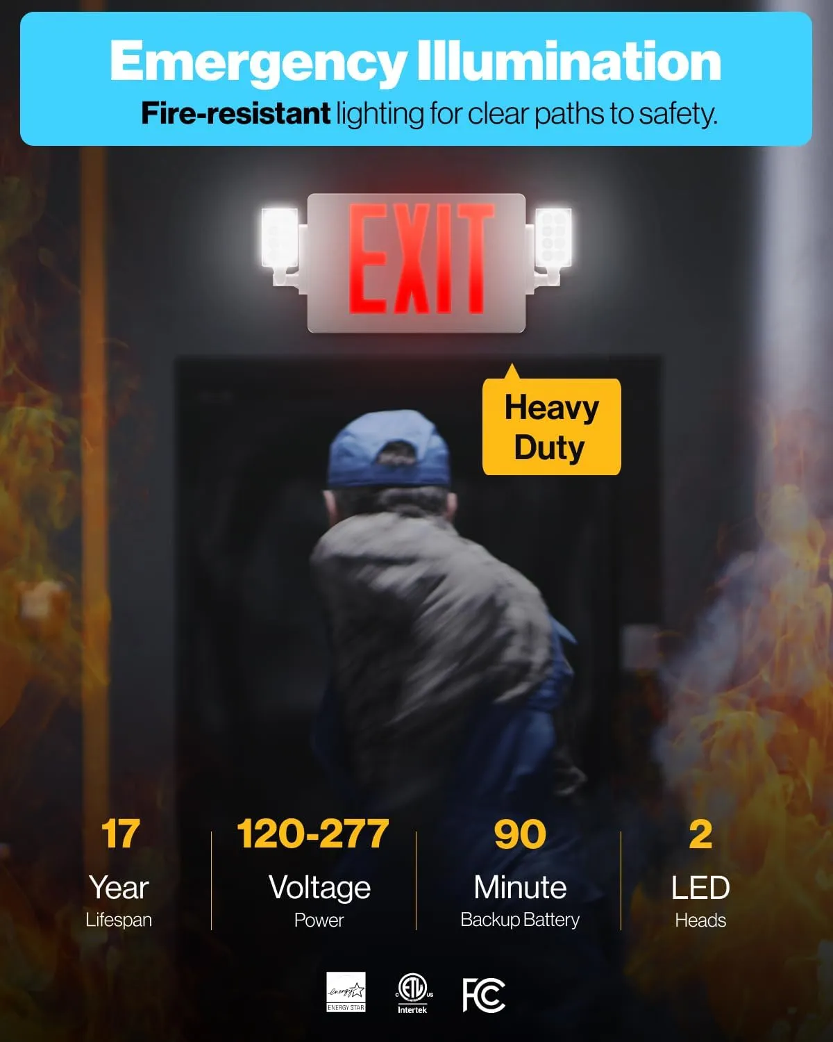 Sunco 12 Pack Exit Signs With Emergency Lights, Two Adjustable LED Lights With Backup Battery, Red, 94V-0 Fire Resistant, 120-277V, Wall Or Ceiling Mount, Commercial Grade Double Sided UL