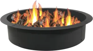 Sunnydaze Outdoor Fire Pit Ring - DIY Above or In-Ground Steel Fire Ring Insert - 42-Inch Outer/36-Inch Inner Diameter