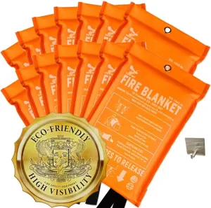 Supa Ant Emergency Fire Blanket for Home and Kitchen - 14 Pack 1500F High Visibility (Glow in The Dark) Smother Kitchen Fire Blanket - CE Certified Hero Fire Blankets Emergency for Home (40in)