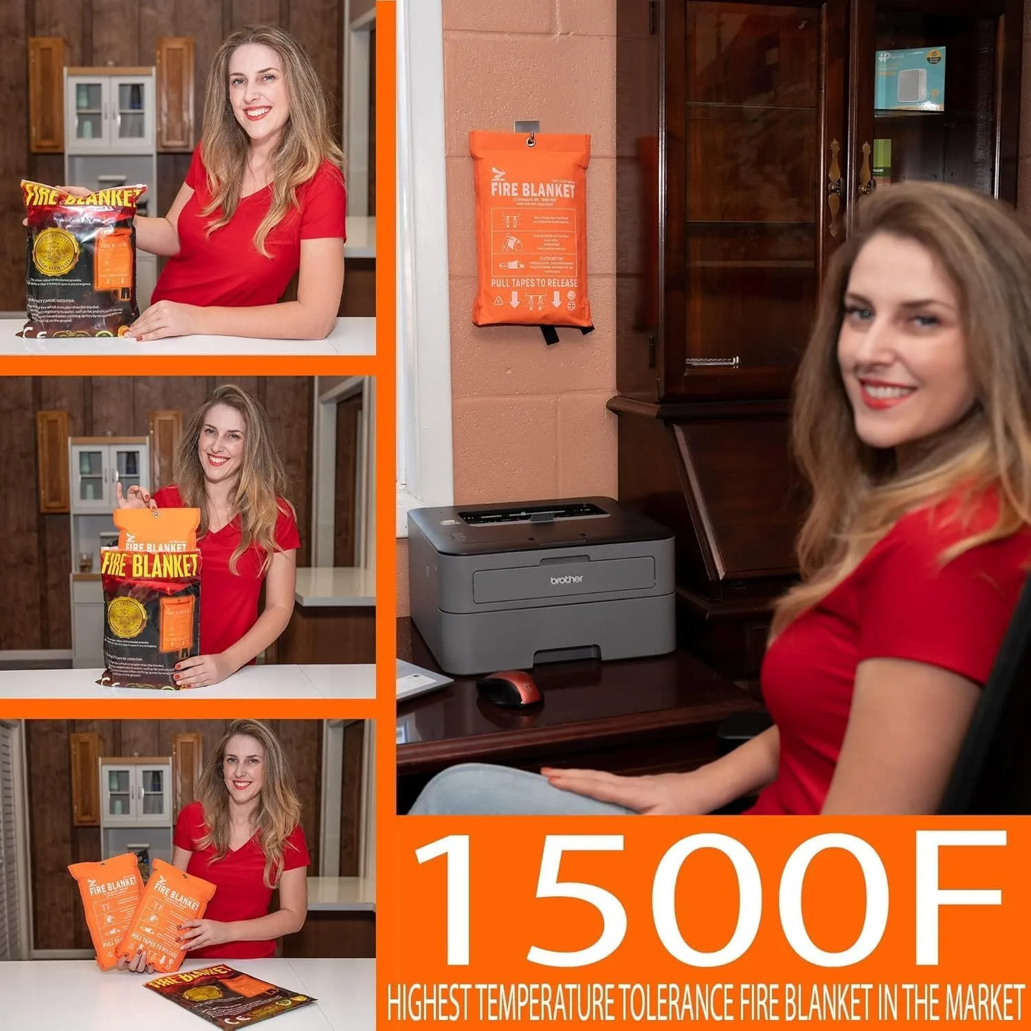 Supa Ant Emergency Fire Blanket for Home and Kitchen - 14 Pack 1500F High Visibility (Glow in The Dark) Smother Kitchen Fire Blanket - CE Certified Hero Fire Blankets Emergency for Home (40in)